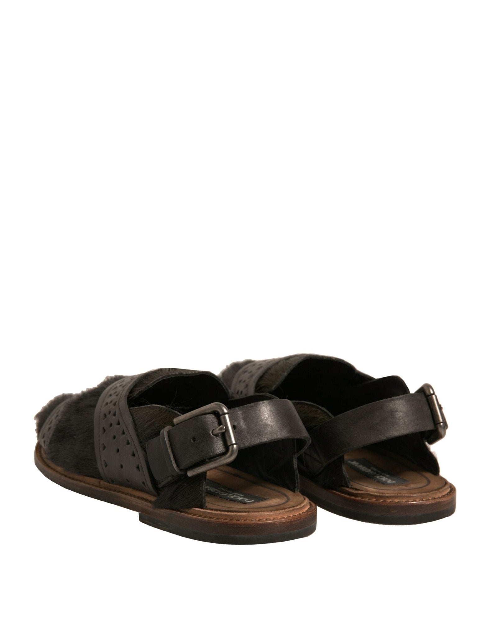 Dolce & Gabbana Green Gazelle Hair Leather Flats Sandals Shoes - Sandy Store ByNet