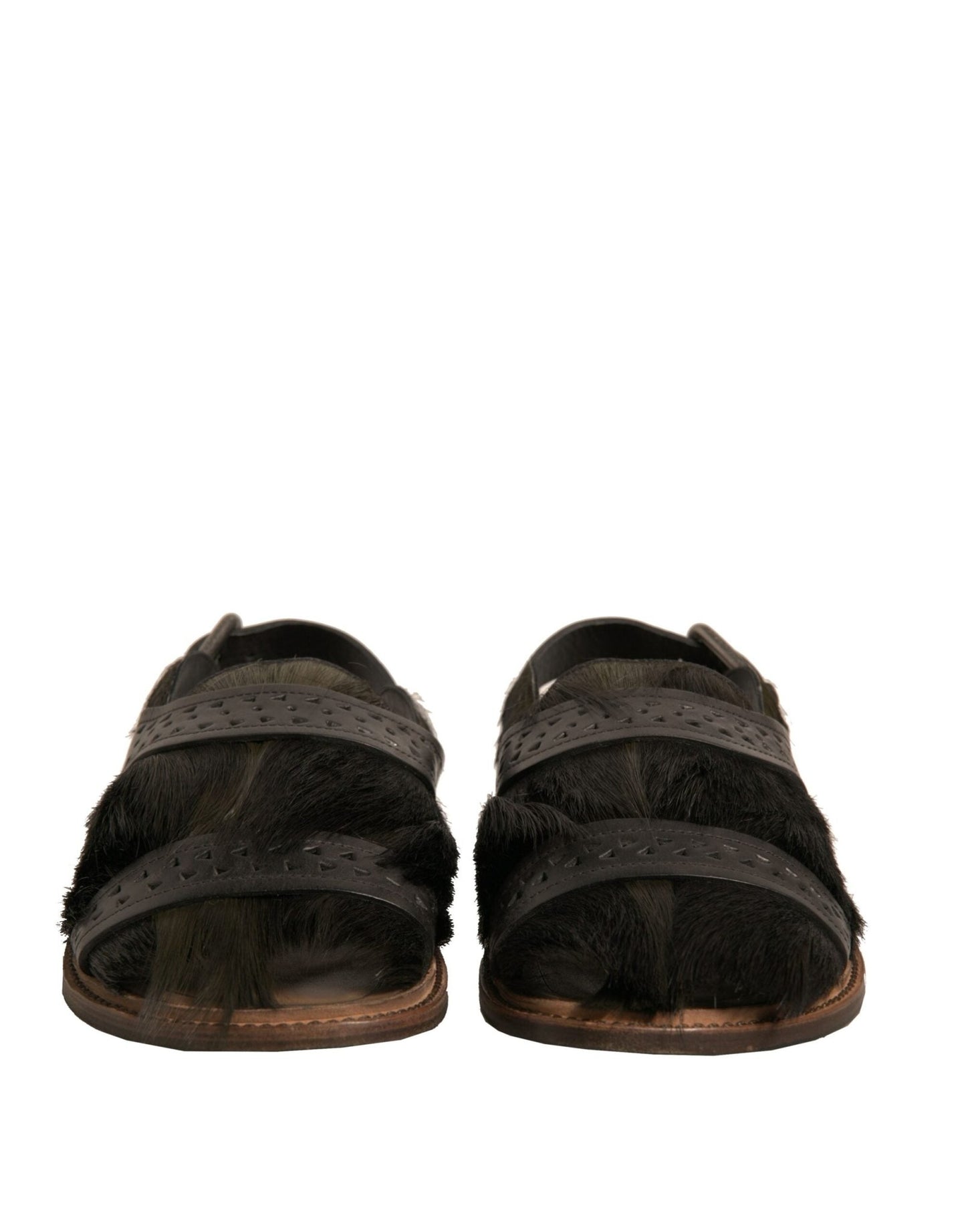 Dolce & Gabbana Green Gazelle Hair Leather Flats Sandals Shoes - Sandy Store ByNet