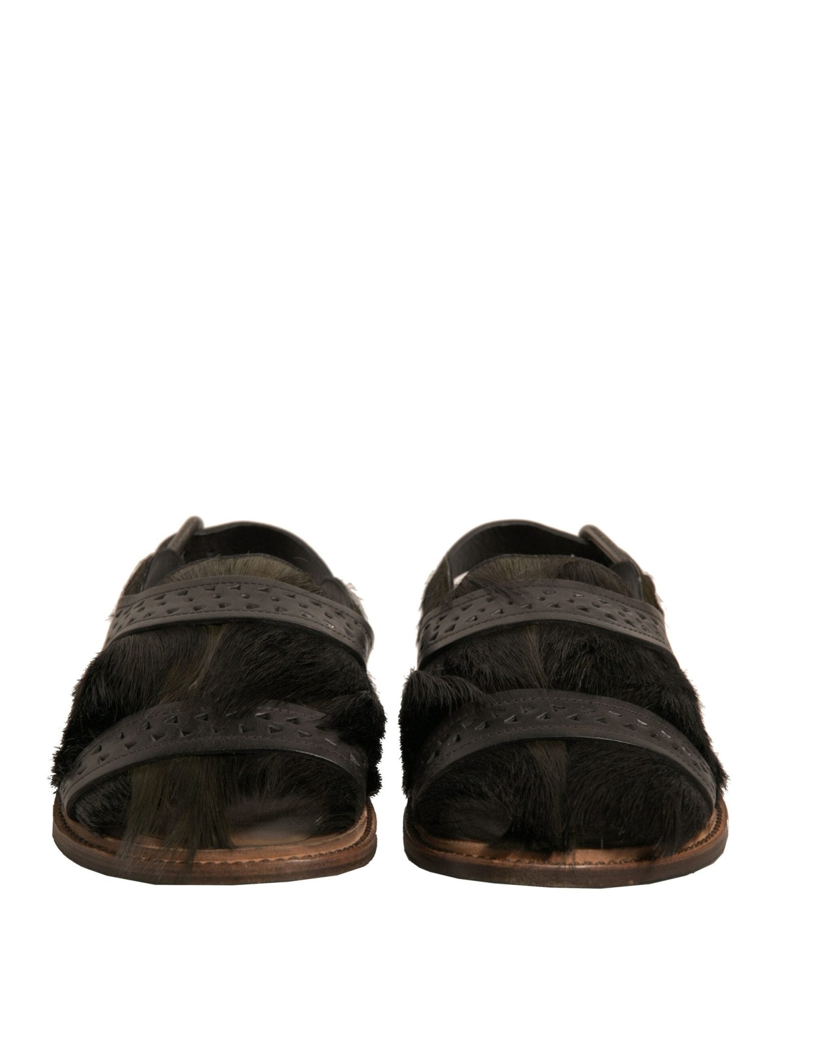 Dolce & Gabbana Green Gazelle Hair Leather Flats Sandals Shoes - Sandy Store ByNet