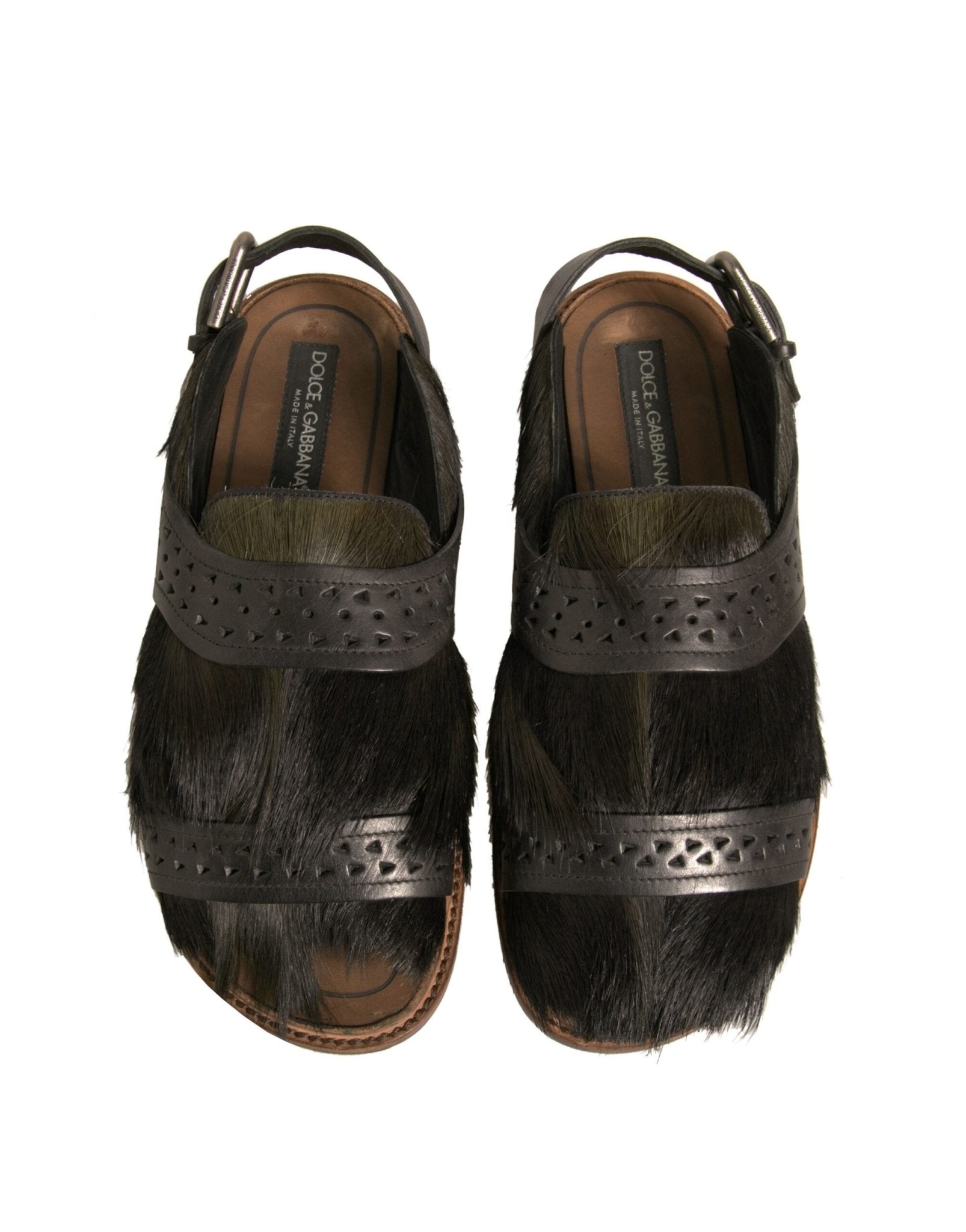 Dolce & Gabbana Green Gazelle Hair Leather Flats Sandals Shoes - Sandy Store ByNet