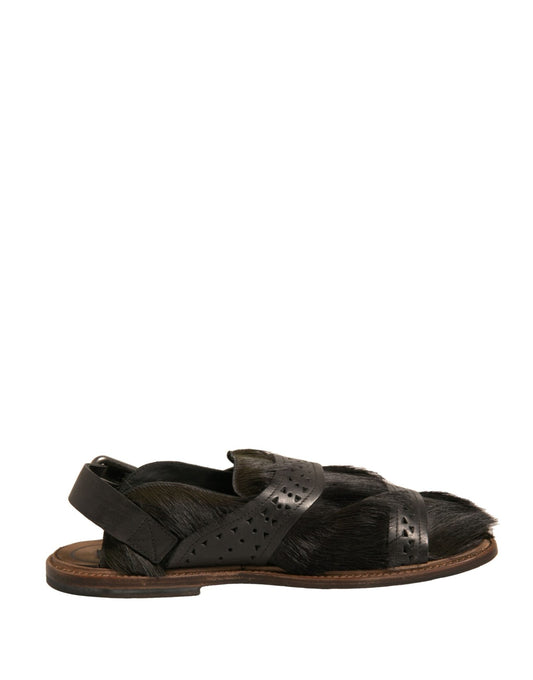 Dolce & Gabbana Green Gazelle Hair Leather Flats Sandals Shoes - Sandy Store ByNet