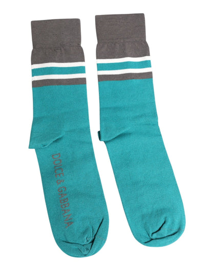 Dolce & Gabbana Green Gray Stretch DG Logo Mid Calf Socks – L par Dolce & Gabbana | Disponible sur Sandy Store ByNet