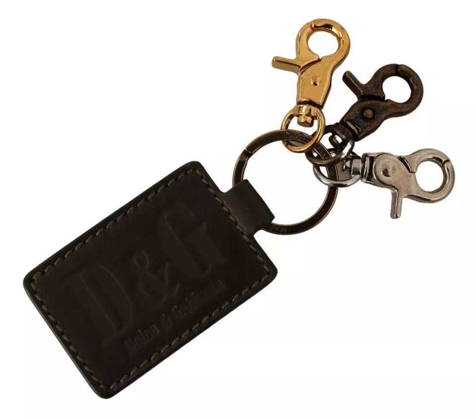 Dolce & Gabbana Green Leather D&G Logo Metal Ring Hook Keyring Keychain – par Dolce & Gabbana | Disponible sur Sandy Store ByNet