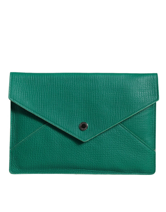 Dolce & Gabbana Green Leather Handbag Clutch Mini Purse Pouch Tablet Case - Sandy Store ByNet