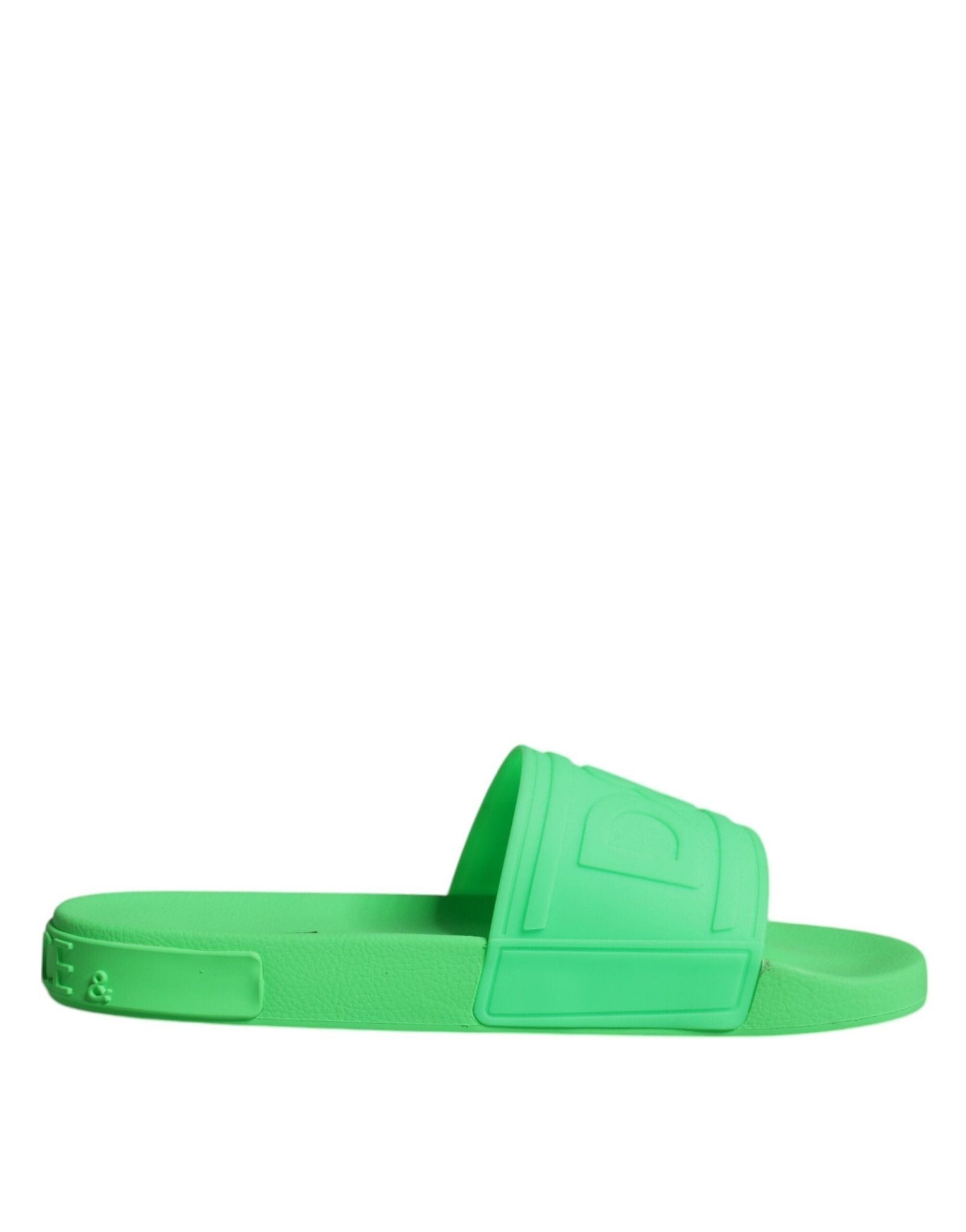 Dolce & Gabbana Green Leather Slides Sandals Beachwear Shoes - Sandy Store ByNet