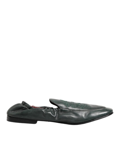 Dolce & Gabbana Green Leather Slip On Men Flat Loafers Shoes – EU44/US11 par Dolce & Gabbana | Disponible sur Sandy Store ByNet