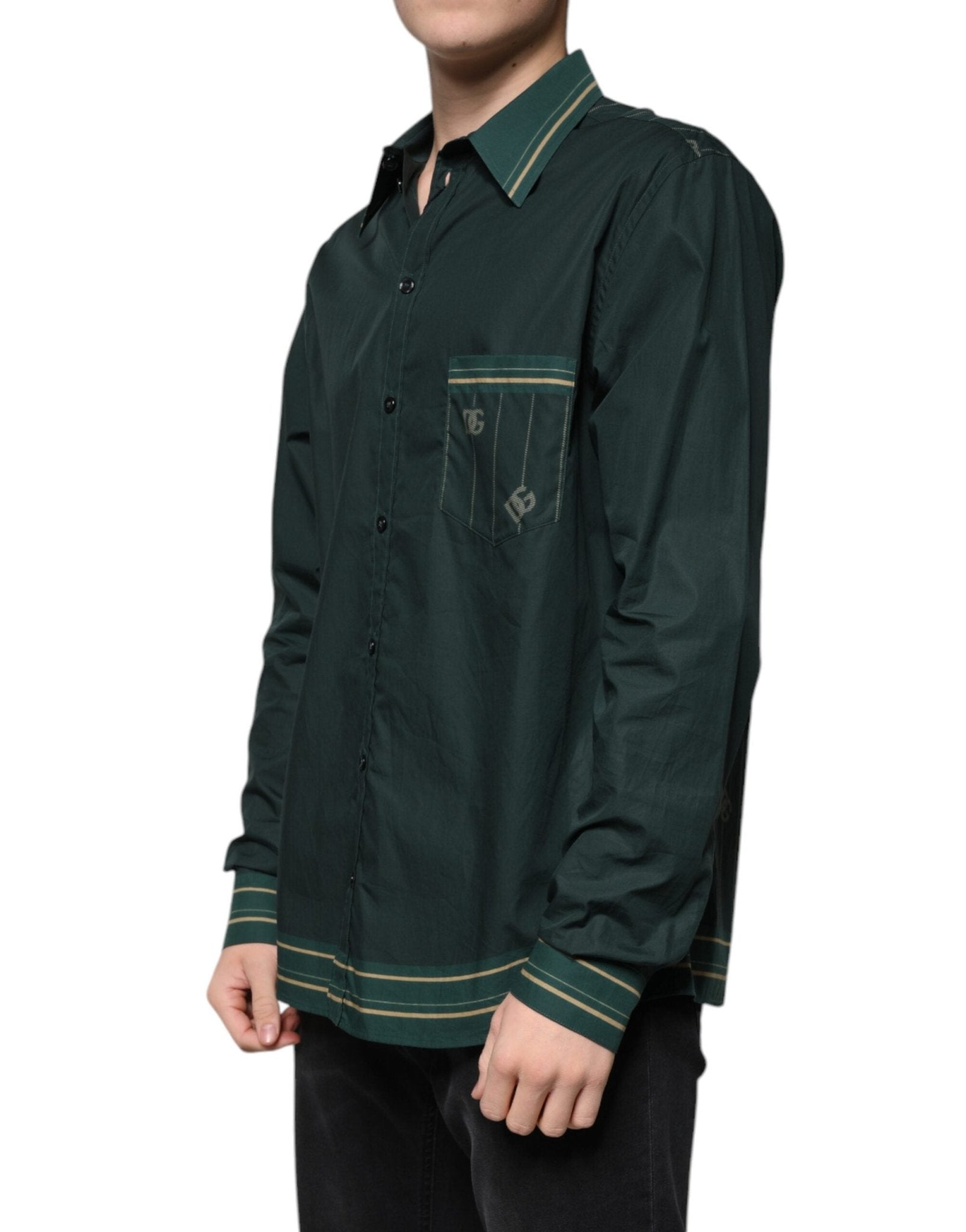 Dolce & Gabbana Green Logo Long Sleeve MARTINI Casual Shirt - Sandy Store ByNet