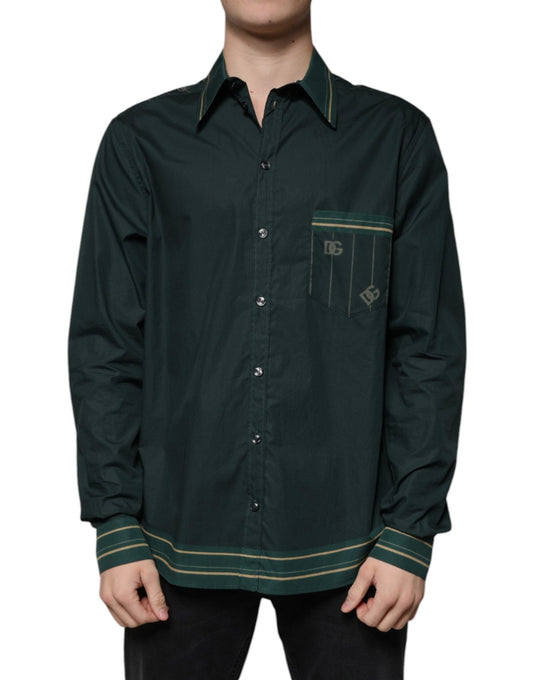 Dolce & Gabbana Green Logo Long Sleeve MARTINI Casual Shirt - Sandy Store ByNet