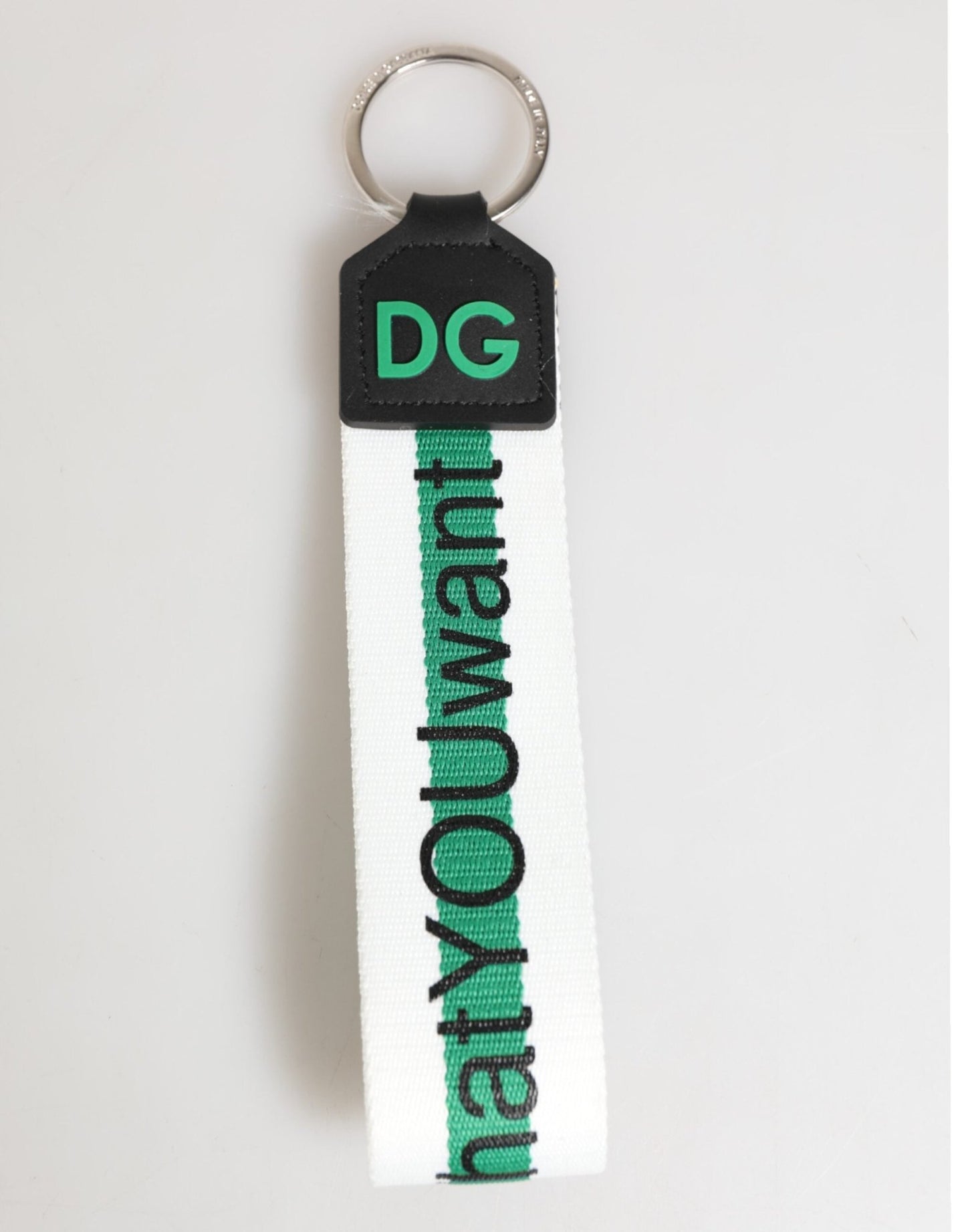 Dolce & Gabbana Green Logo Polyester Silver Brass Holder Keychain Keyring – par Dolce & Gabbana | Disponible sur Sandy Store ByNet