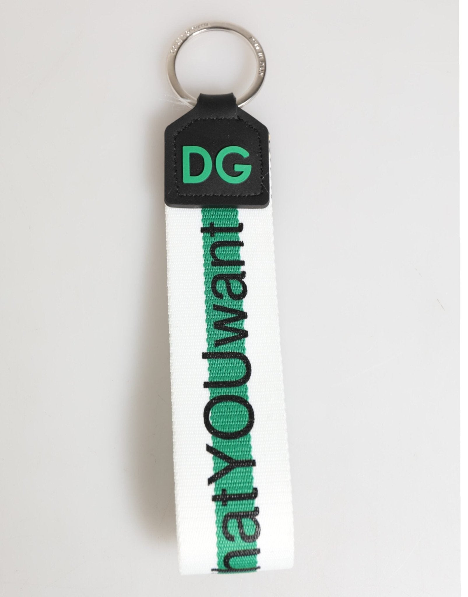 Dolce & Gabbana Green Logo Polyester Silver Brass Holder Keychain Keyring – par Dolce & Gabbana | Disponible sur Sandy Store ByNet