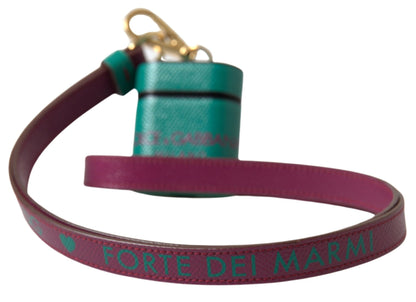 Dolce & Gabbana Green Maroon Calf Leather Logo Print Strap Airpods Case – par Dolce & Gabbana | Disponible sur Sandy Store ByNet