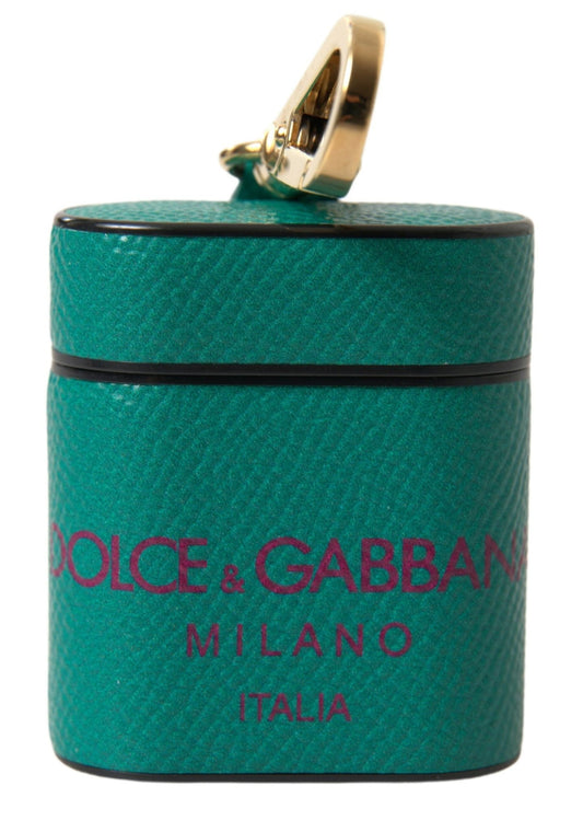 Dolce & Gabbana Green Maroon Calf Leather Logo Print Strap Airpods Case – par Dolce & Gabbana | Disponible sur Sandy Store ByNet