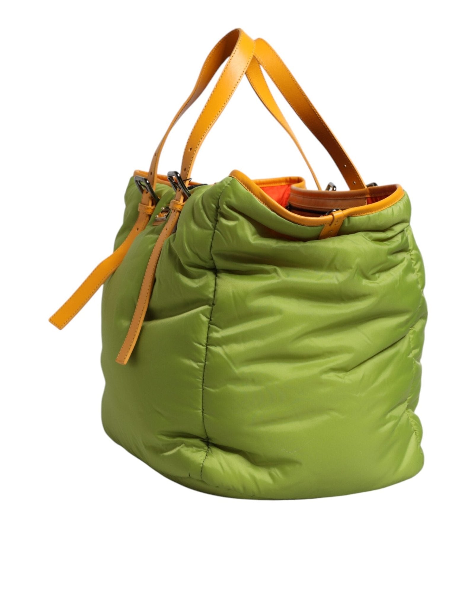 Dolce & Gabbana Green Nylon Padded Logo Plaque Tote Crossbody Bag - Sandy Store ByNet