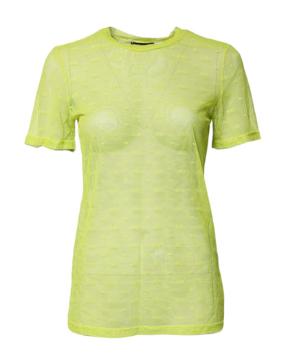 Dolce & Gabbana Green Nylon See Through Women Short Sleeves Top – IT2 | S par Dolce & Gabbana | Disponible sur Sandy Store ByNet