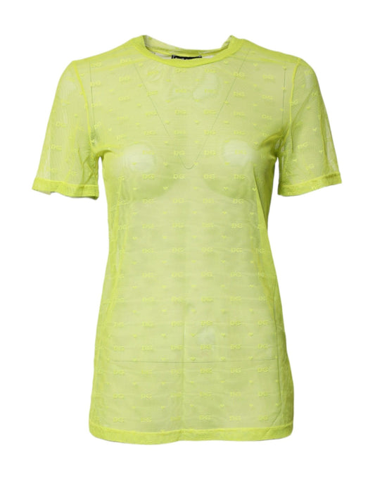 Dolce & Gabbana Green Nylon See Through Women Short Sleeves Top – IT2 | S par Dolce & Gabbana | Disponible sur Sandy Store ByNet