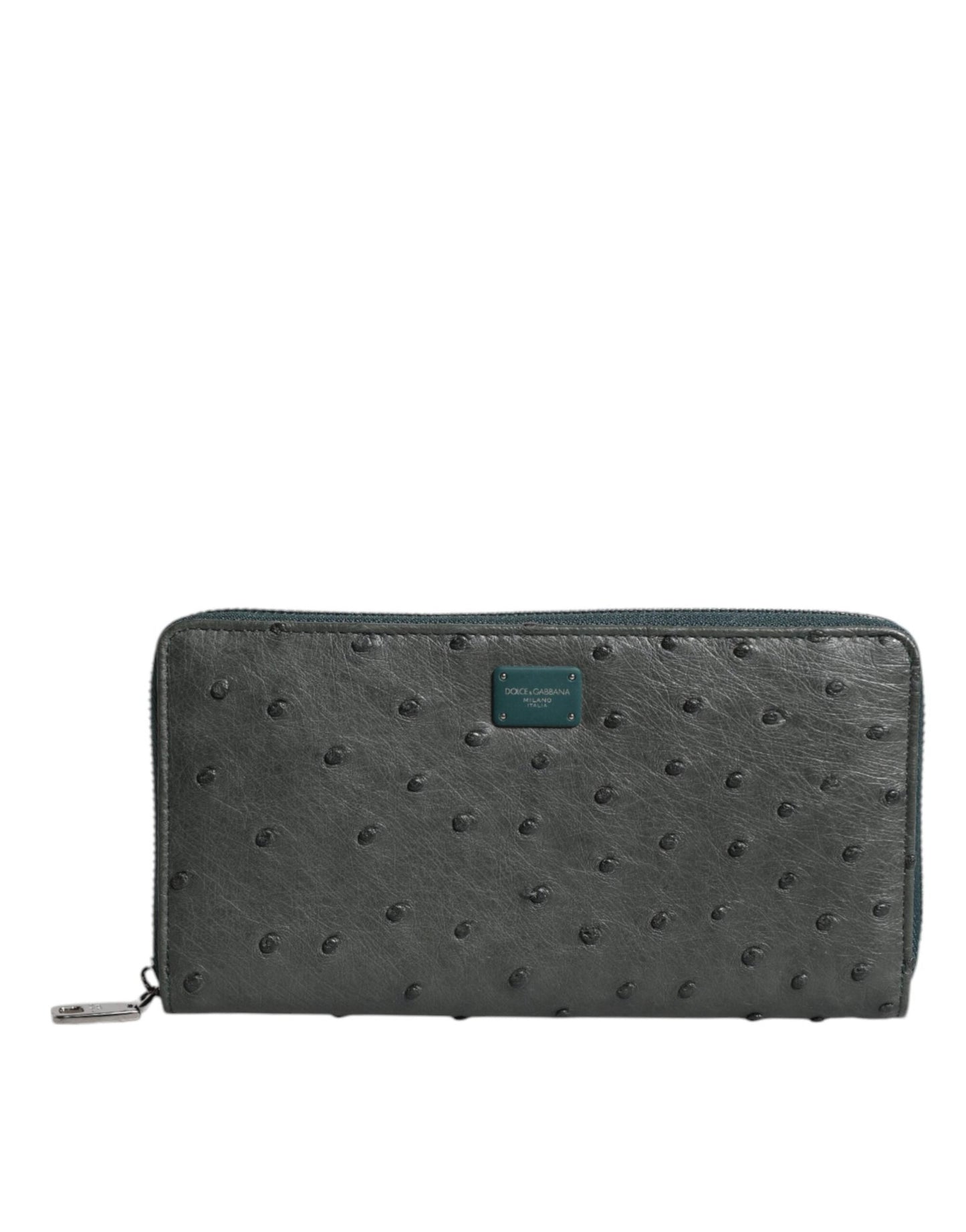 Dolce & Gabbana Green Ostrich Logo Plaque Zip Around Continental Wallet – par Dolce & Gabbana | Disponible sur Sandy Store ByNet