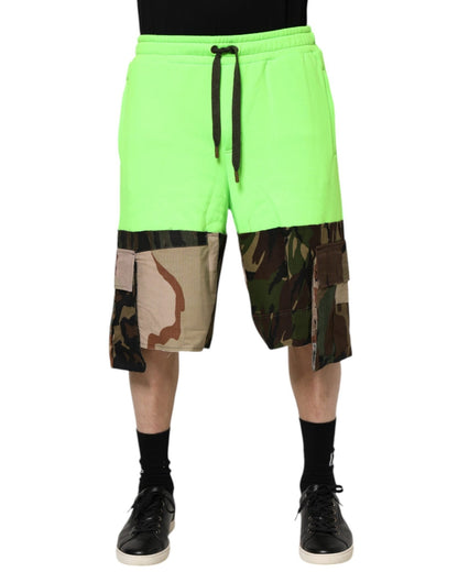 Dolce & Gabbana Green Patchwork Cargo Bermuda Men Shorts – IT44 | XS par Dolce & Gabbana | Disponible sur Sandy Store ByNet