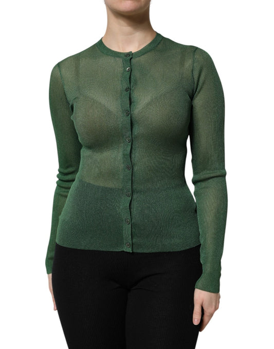 Dolce & Gabbana Green Polyester Long Sleeves Cardigan Sweater – IT40|S par Dolce & Gabbana | Disponible sur Sandy Store ByNet