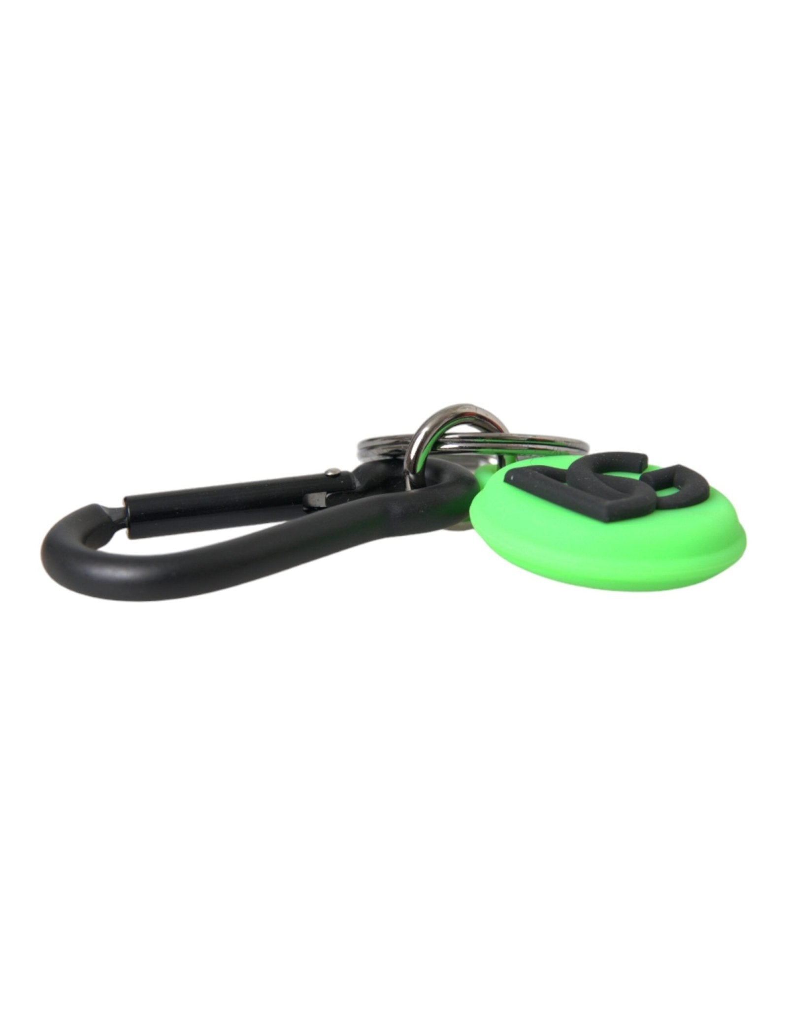 Dolce & Gabbana Green Rubber DG Logo Round Brass Metal Keyring Keychain - Sandy Store ByNet
