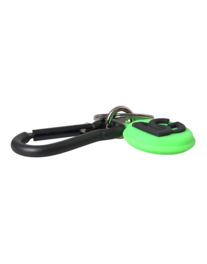 Dolce & Gabbana Green Rubber DG Logo Round Brass Metal Keyring Keychain - Sandy Store ByNet