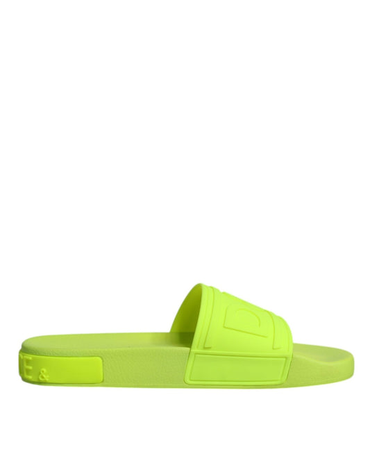Dolce & Gabbana Green Rubber Slides Sandals Beachwear Shoes - Sandy Store ByNet