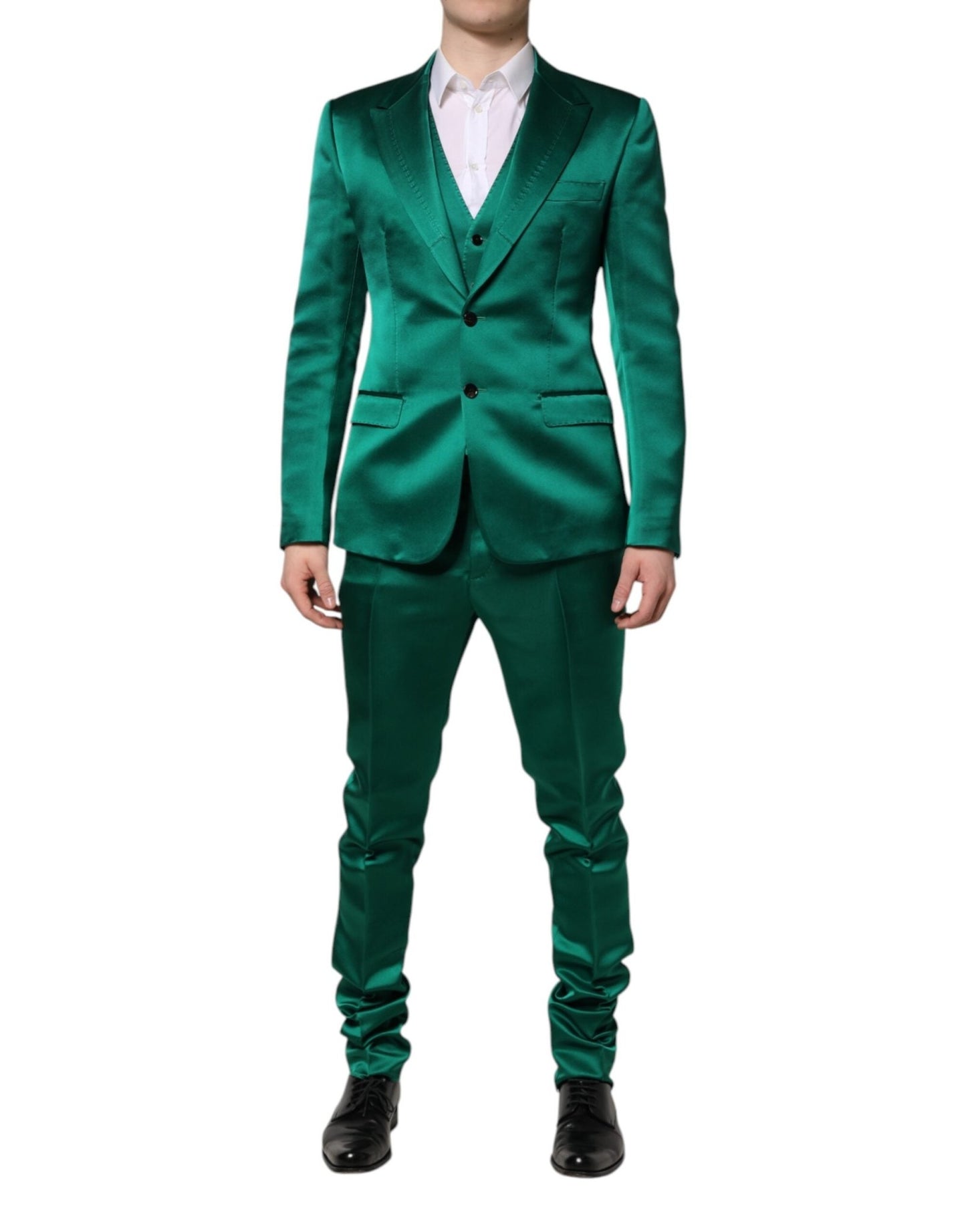 Dolce & Gabbana Green Silk 3 Piece Single Breasted Suit – IT50 | L par Dolce & Gabbana | Disponible sur Sandy Store ByNet