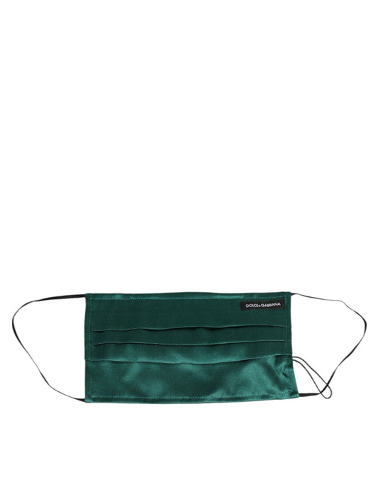 Dolce & Gabbana Green Silk Pleated Elastic Ear Strap Face Mask – par Dolce & Gabbana | Disponible sur Sandy Store ByNet