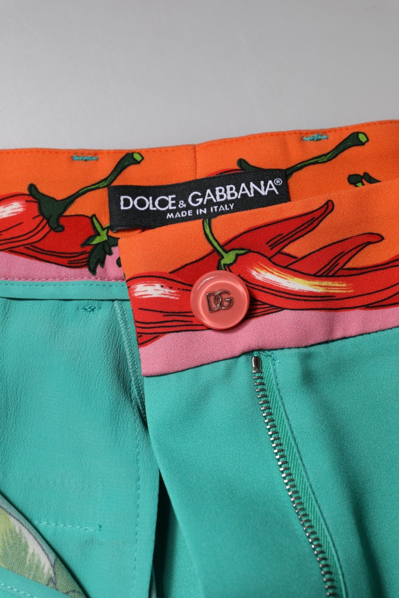 Dolce & Gabbana Green Silk Printed Straight Pants - Sandy Store ByNet