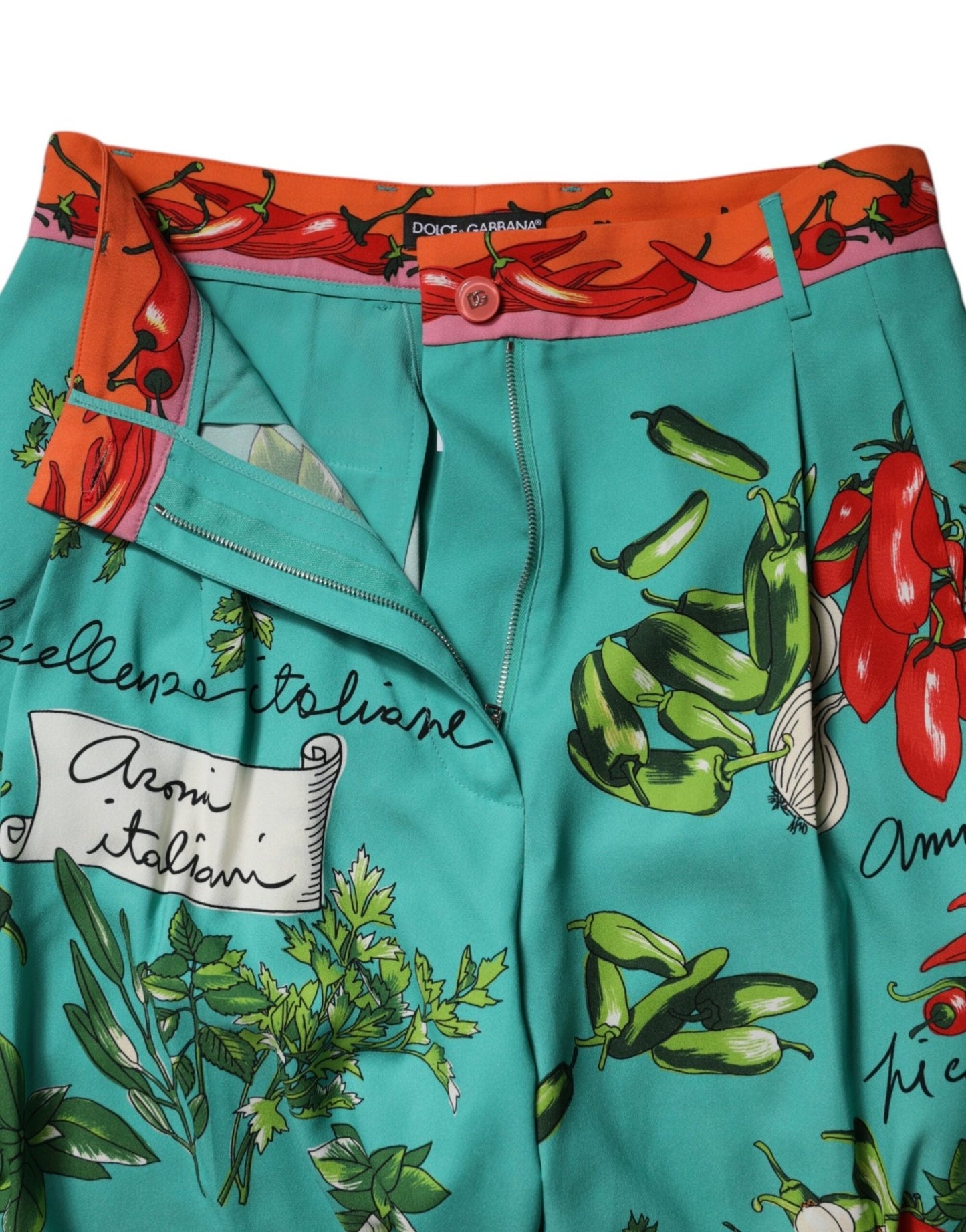 Dolce & Gabbana Green Silk Printed Straight Pants - Sandy Store ByNet