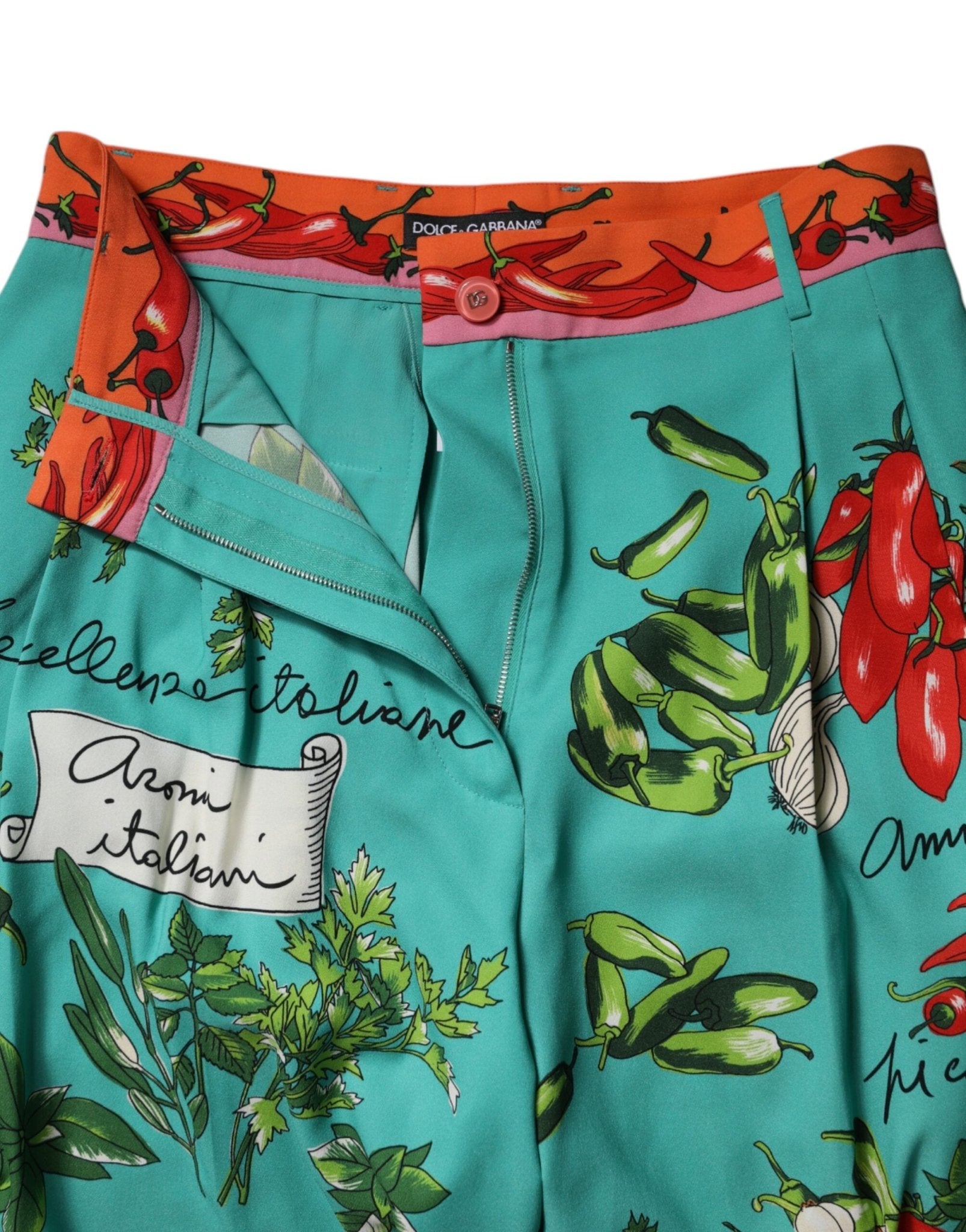 Dolce & Gabbana Green Silk Printed Straight Pants - Sandy Store ByNet