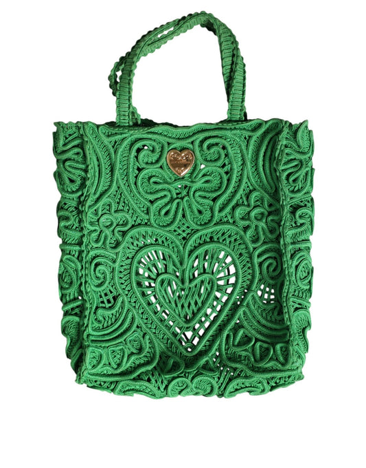 Dolce & Gabbana Green Small Cordonetto Lace Beatrice Tote Bag - Sandy Store ByNet