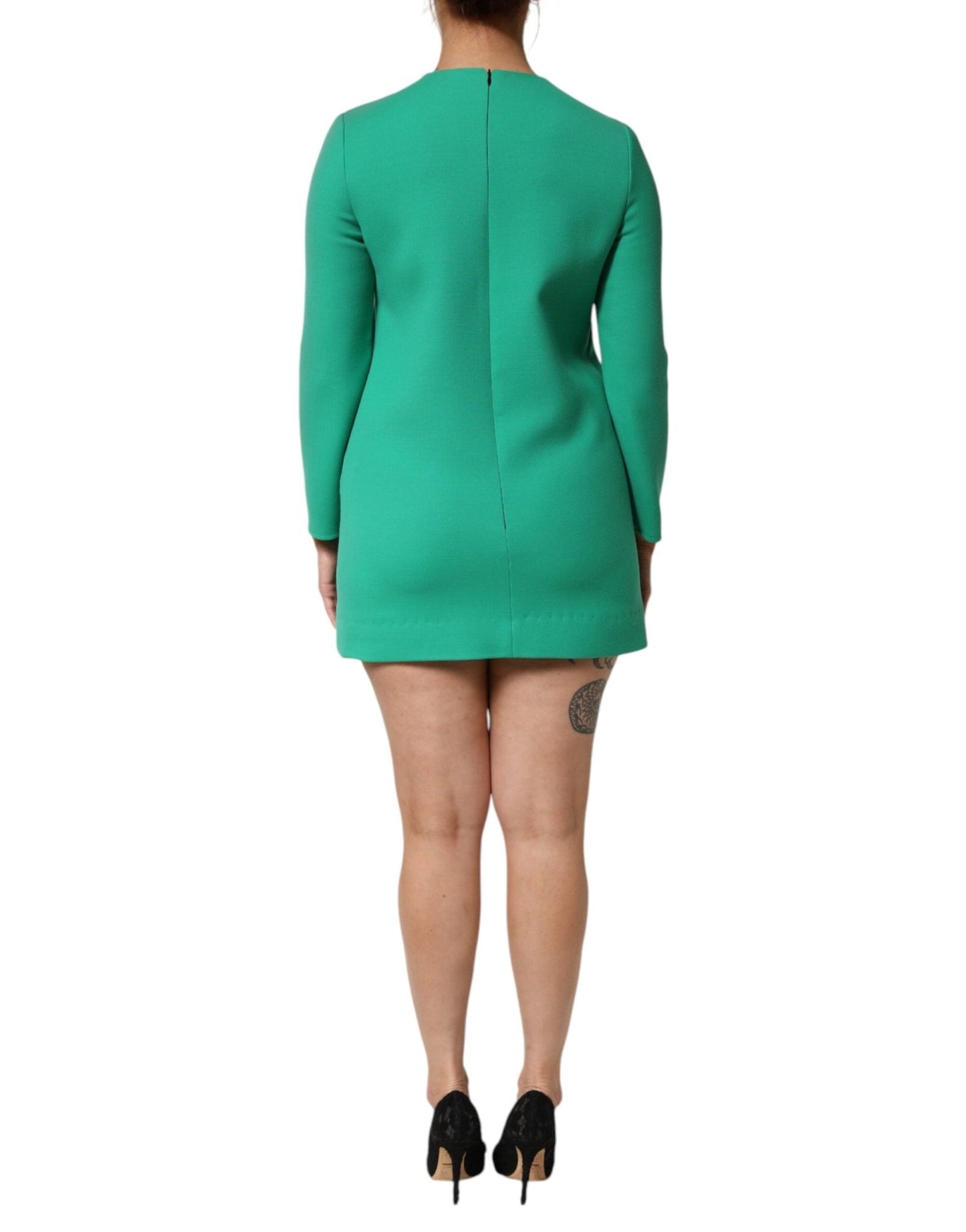 Dolce & Gabbana Green Viscose Acetate Mini Long Sleeve Dress – IT40|S par Dolce & Gabbana | Disponible sur Sandy Store ByNet
