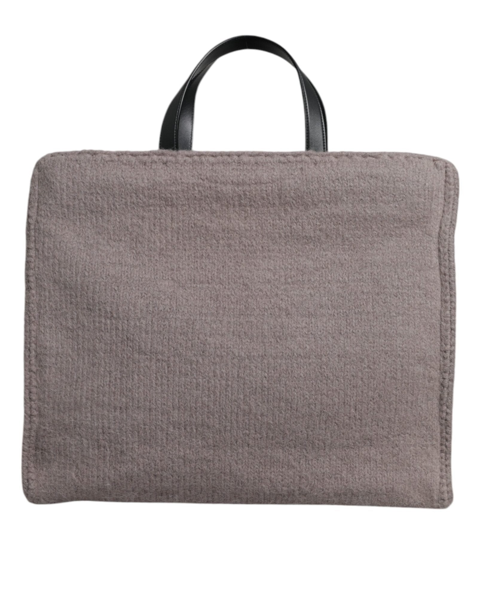 Dolce & Gabbana Grey Alpaca Wool Logo Plaque Tote Shoulder Bag - Sandy Store ByNet