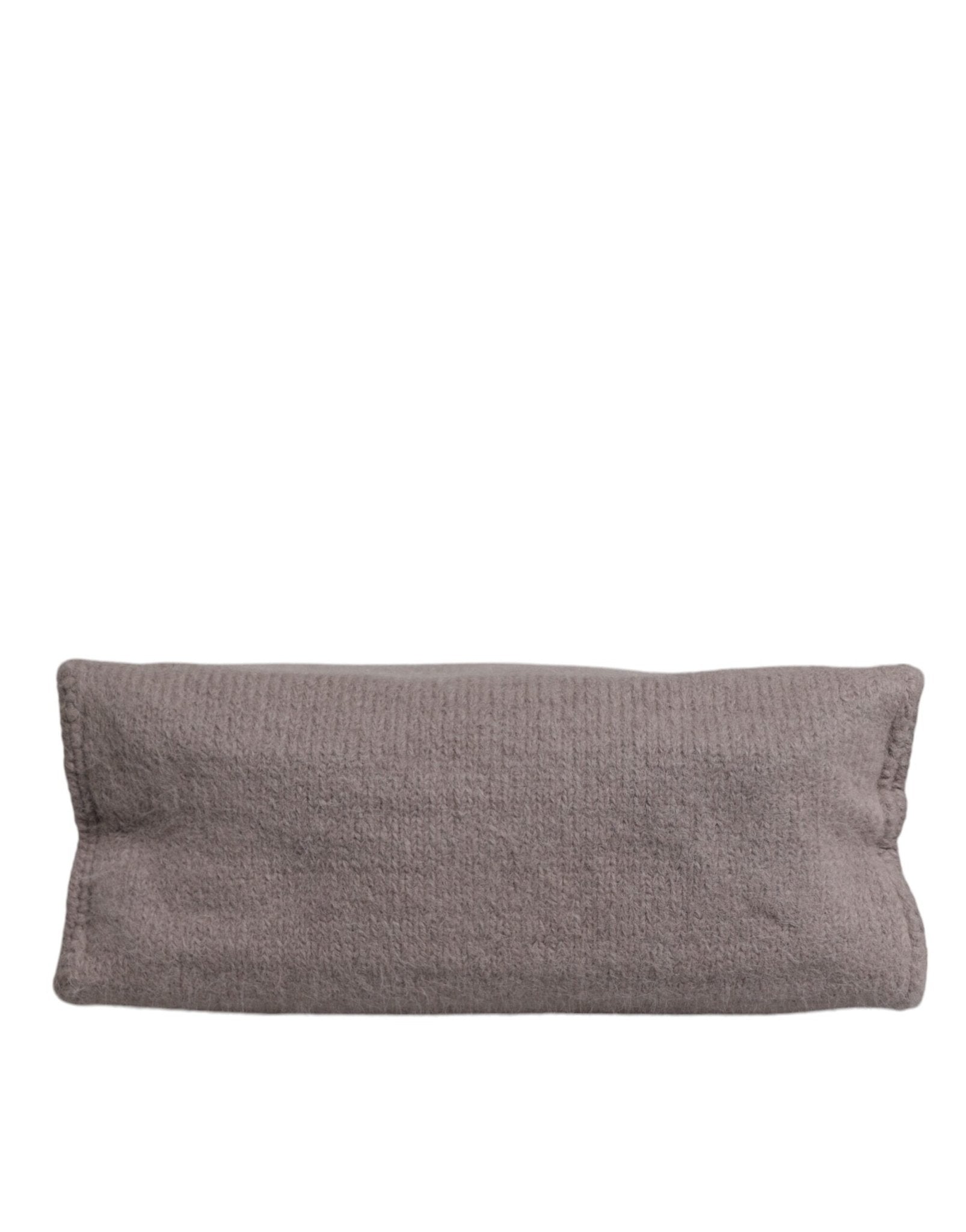 Dolce & Gabbana Grey Alpaca Wool Logo Plaque Tote Shoulder Bag - Sandy Store ByNet