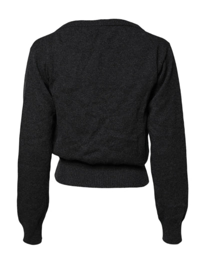Dolce & Gabbana Grey Cashmere Deep V - neck Pullover Sweater - Sandy Store ByNet