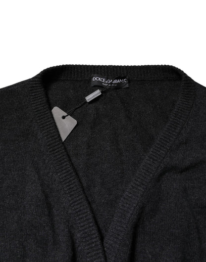 Dolce & Gabbana Grey Cashmere Deep V - neck Pullover Sweater - Sandy Store ByNet