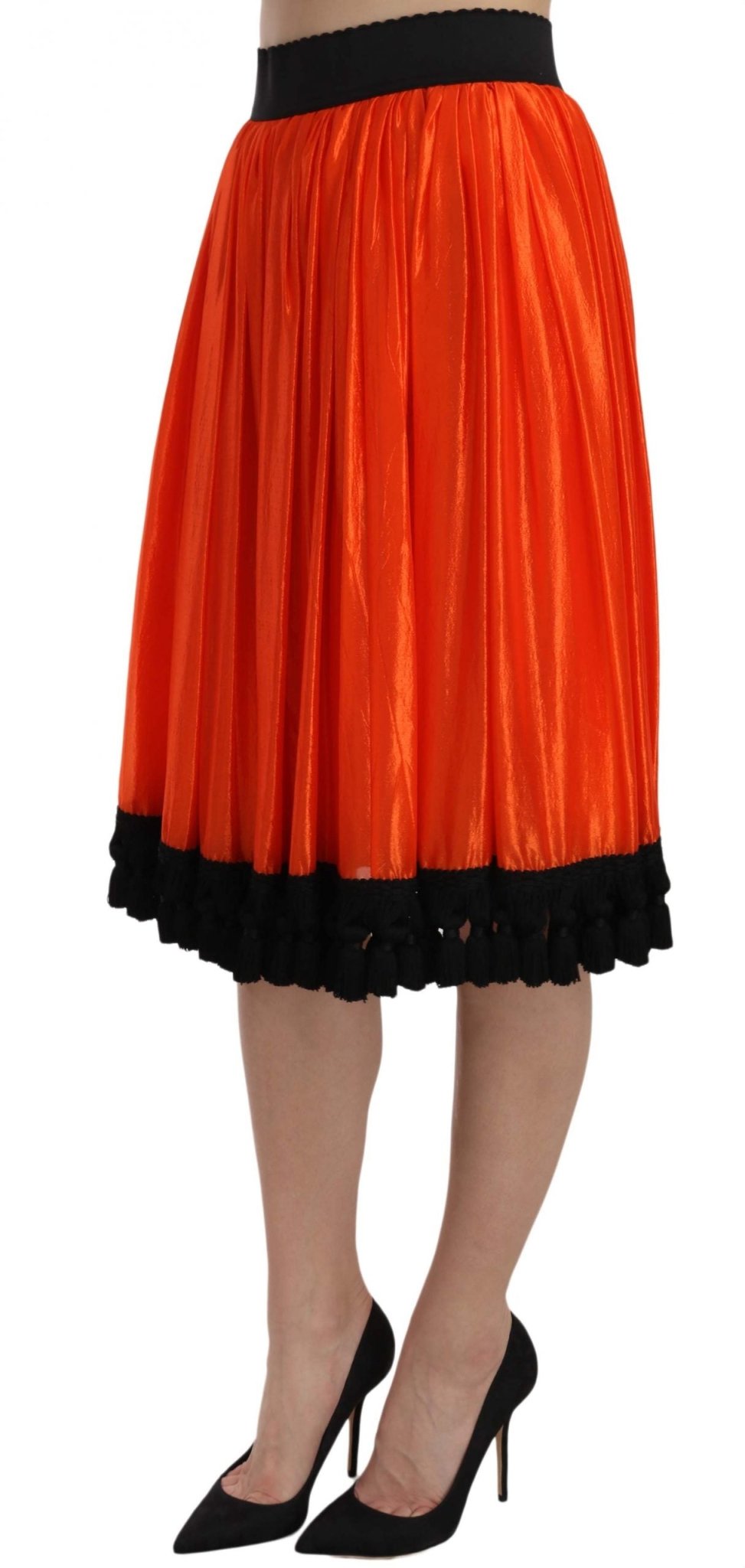 Dolce & Gabbana High - Waist Black & Orange Knee - Length Skirt - Sandy Store ByNet