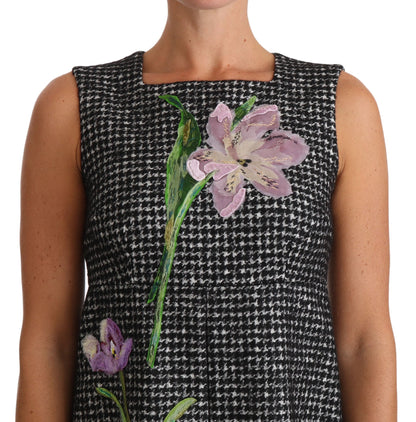 Dolce & Gabbana Houndstooth Floral Appliqué Shift Dress - Sandy Store ByNet