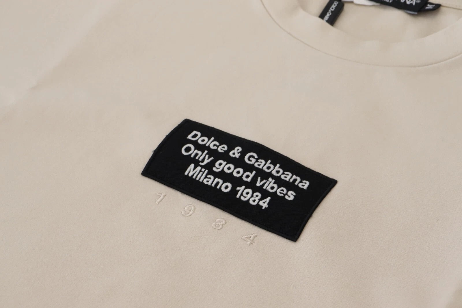 Dolce & Gabbana Ivory Cotton Ivory Printed Crewneck – IT46 | S par Dolce & Gabbana | Disponible sur Sandy Store ByNet