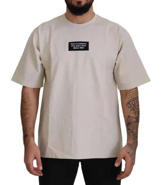 Dolce & Gabbana Ivory Cotton Ivory Printed Crewneck – IT46 | S par Dolce & Gabbana | Disponible sur Sandy Store ByNet