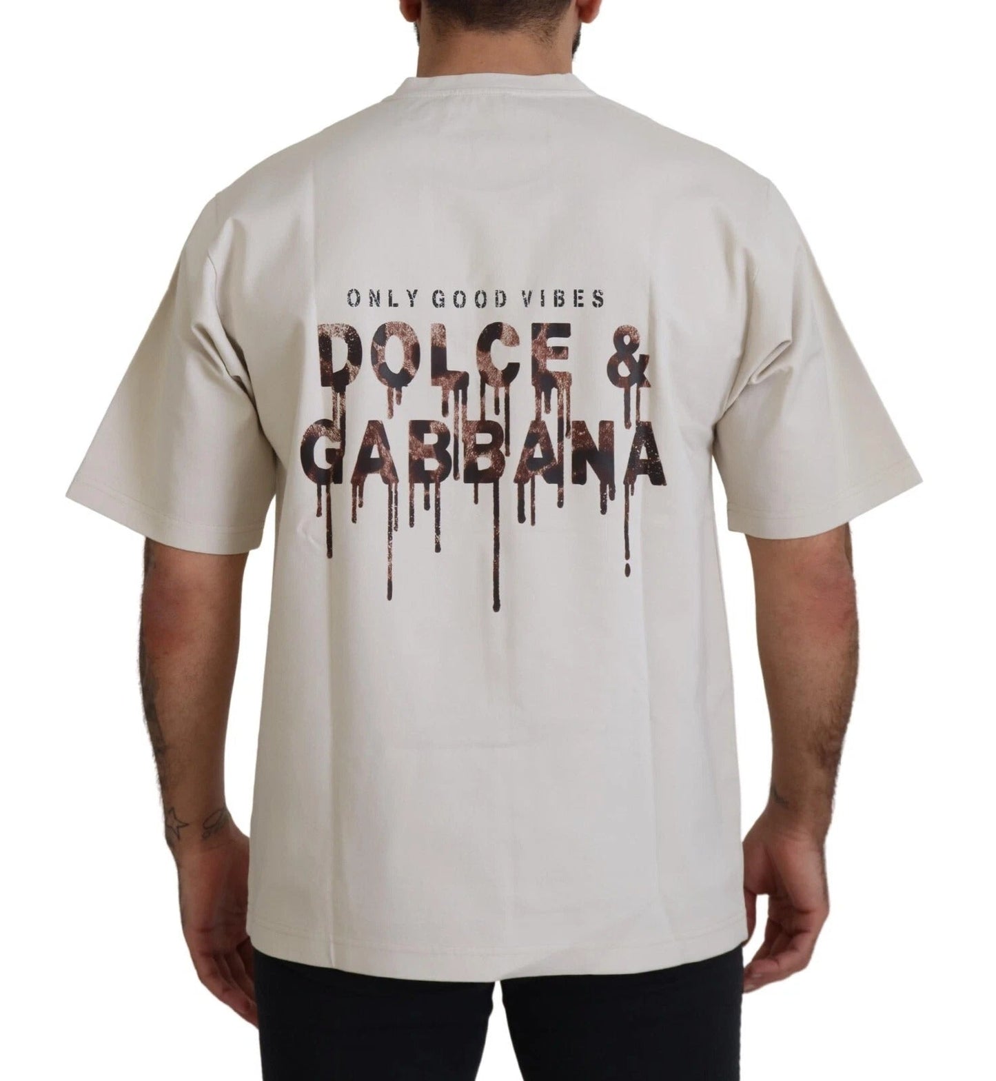 Dolce & Gabbana Ivory Cotton Ivory Printed Crewneck – IT46 | S par Dolce & Gabbana | Disponible sur Sandy Store ByNet