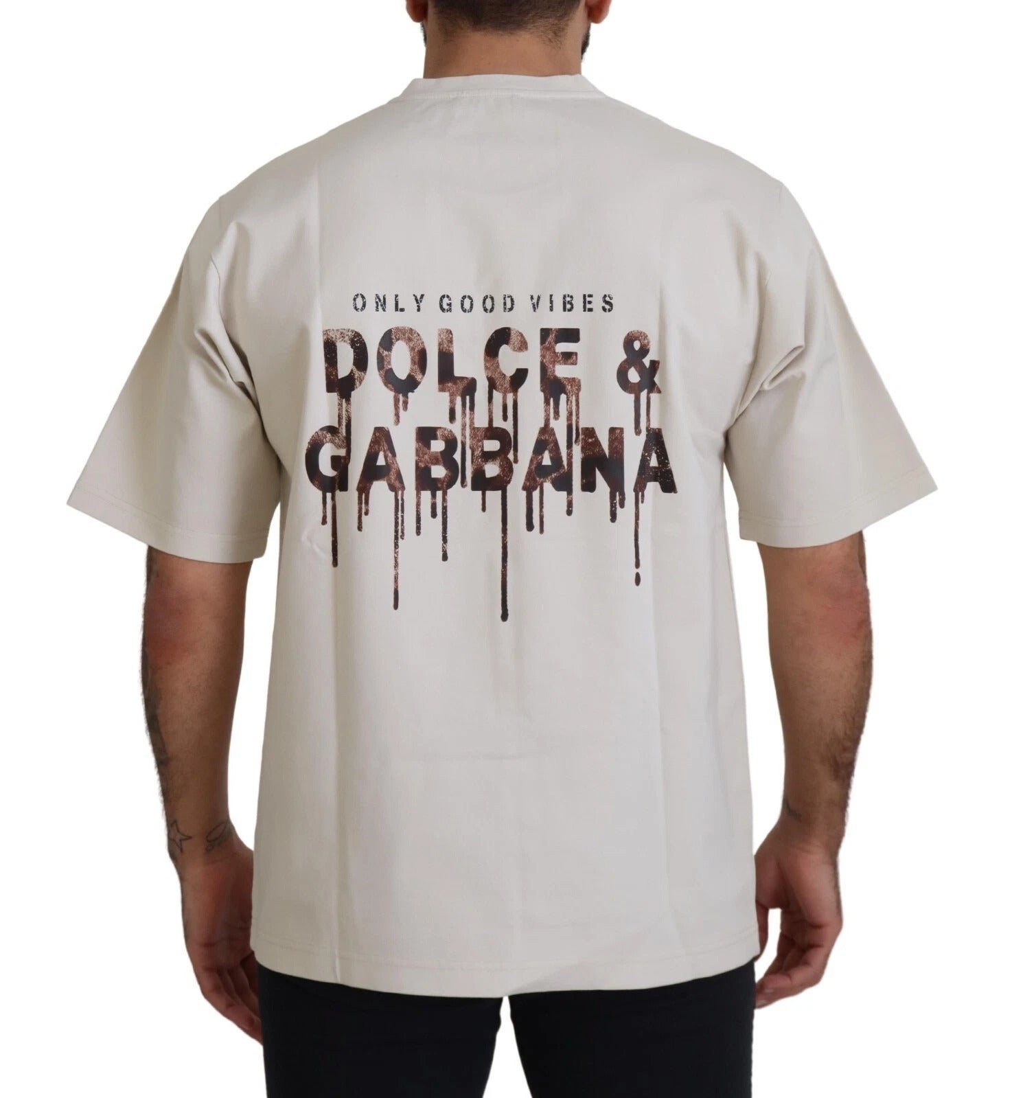 Dolce & Gabbana Ivory Cotton Ivory Printed Crewneck – IT46 | S par Dolce & Gabbana | Disponible sur Sandy Store ByNet