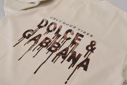 Dolce & Gabbana Ivory Cotton Ivory Printed Crewneck – IT46 | S par Dolce & Gabbana | Disponible sur Sandy Store ByNet