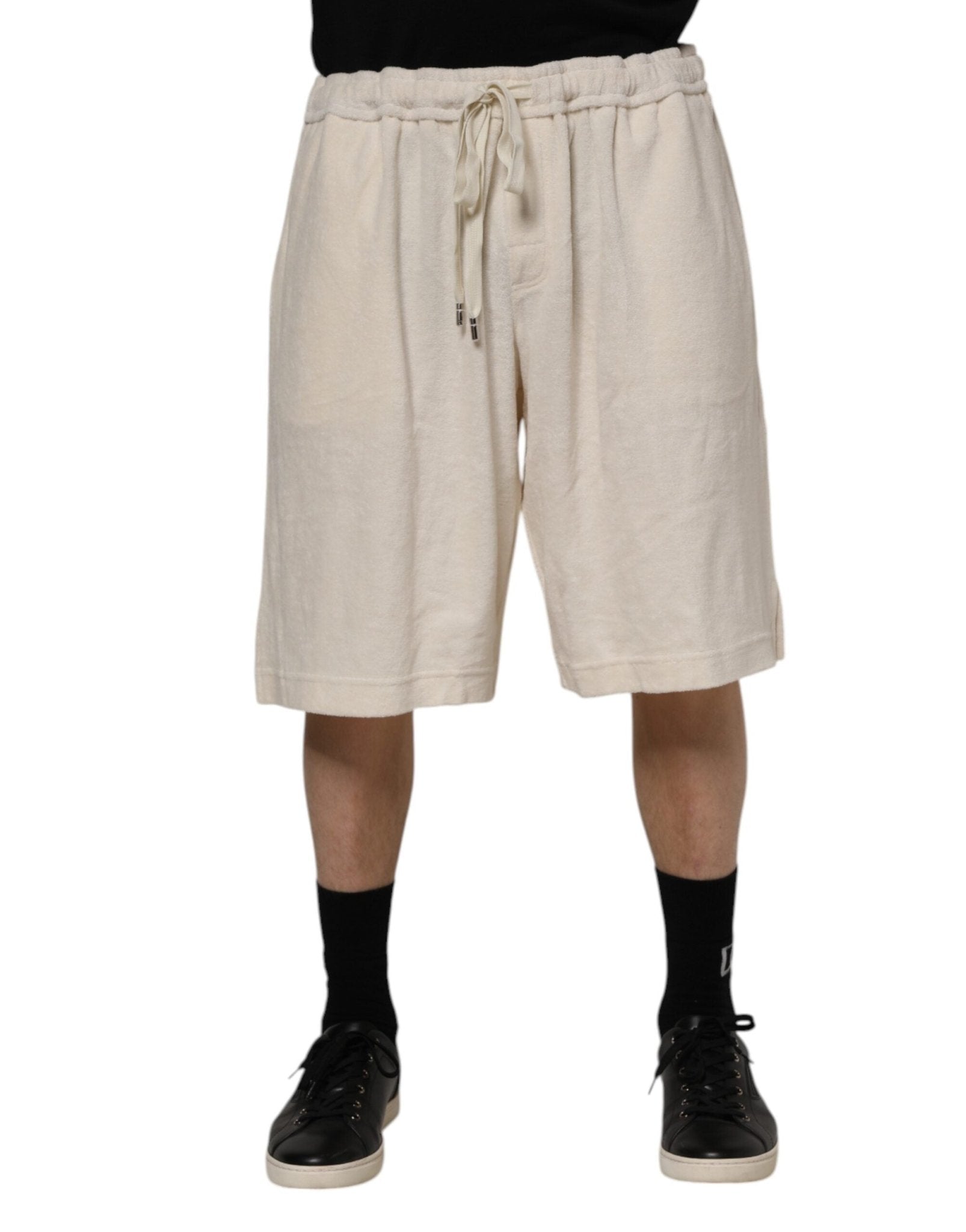 Dolce & Gabbana Ivory Cotton Men Bermuda Sweatshorts Shorts – IT60 | 3XL par Dolce & Gabbana | Disponible sur Sandy Store ByNet