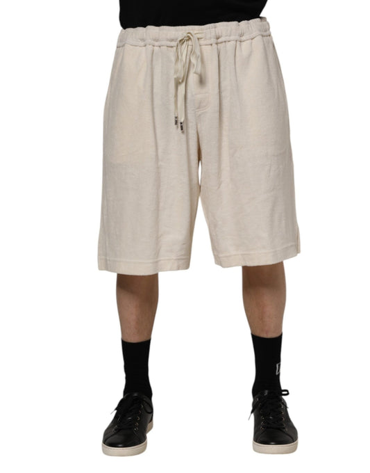 Dolce & Gabbana Ivory Cotton Men Bermuda Sweatshorts Shorts – IT60 | 3XL par Dolce & Gabbana | Disponible sur Sandy Store ByNet