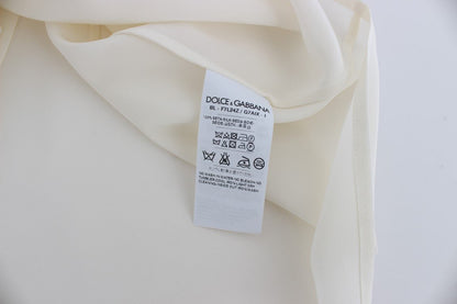 Dolce & Gabbana Ivory Sequined Silk Blouse Top - Sandy Store ByNet
