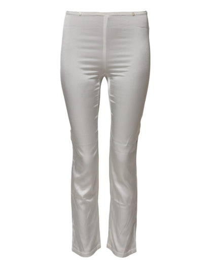 Dolce & Gabbana Ivory Silk Tapered High Waist Pants – IT40|S par Dolce & Gabbana | Disponible sur Sandy Store ByNet