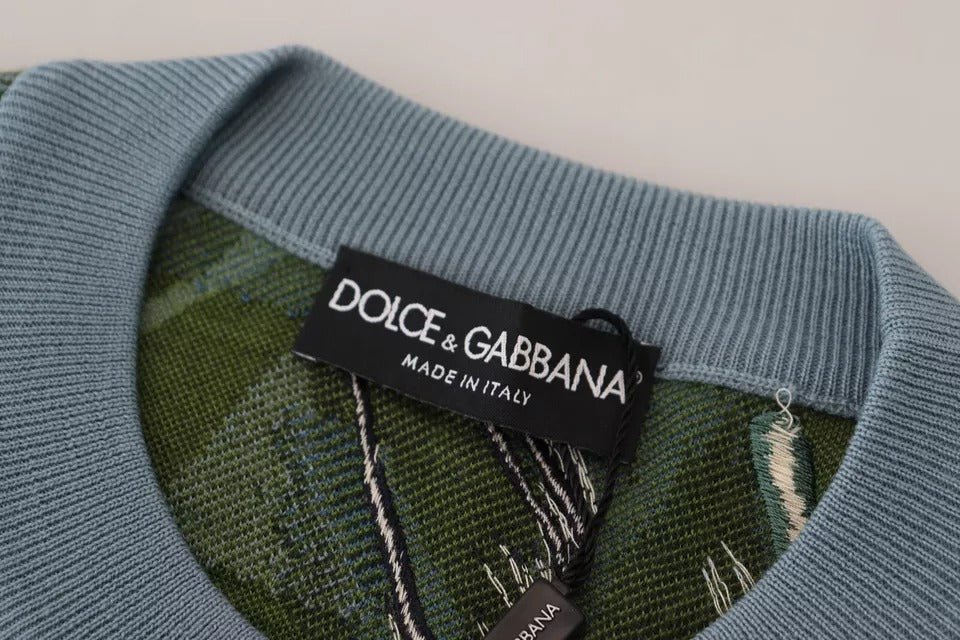 Dolce & Gabbana Jungle Wool Silk Pullover Logo Sweater - Sandy Store ByNet