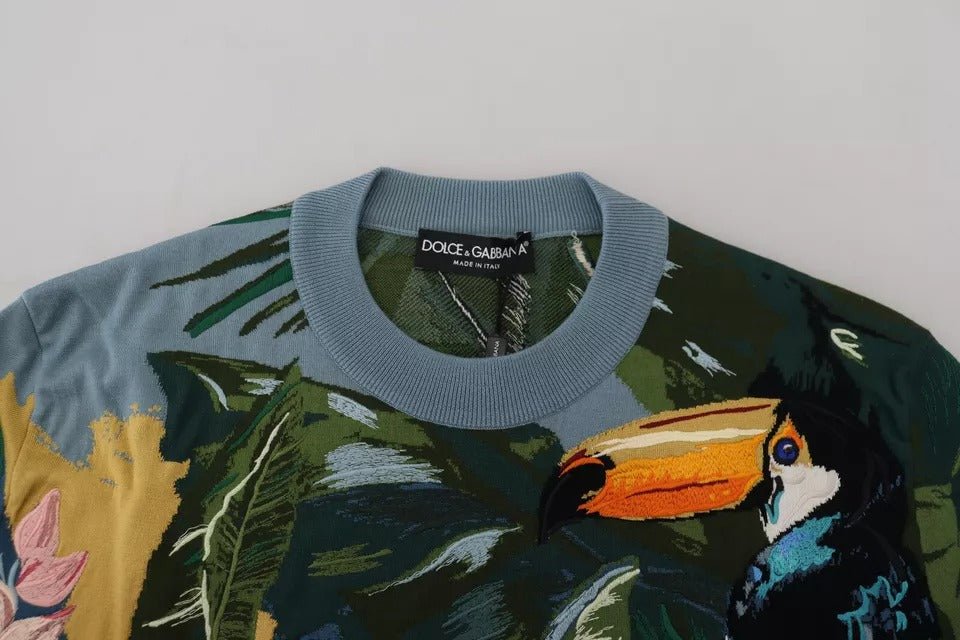 Dolce & Gabbana Jungle Wool Silk Pullover Logo Sweater - Sandy Store ByNet