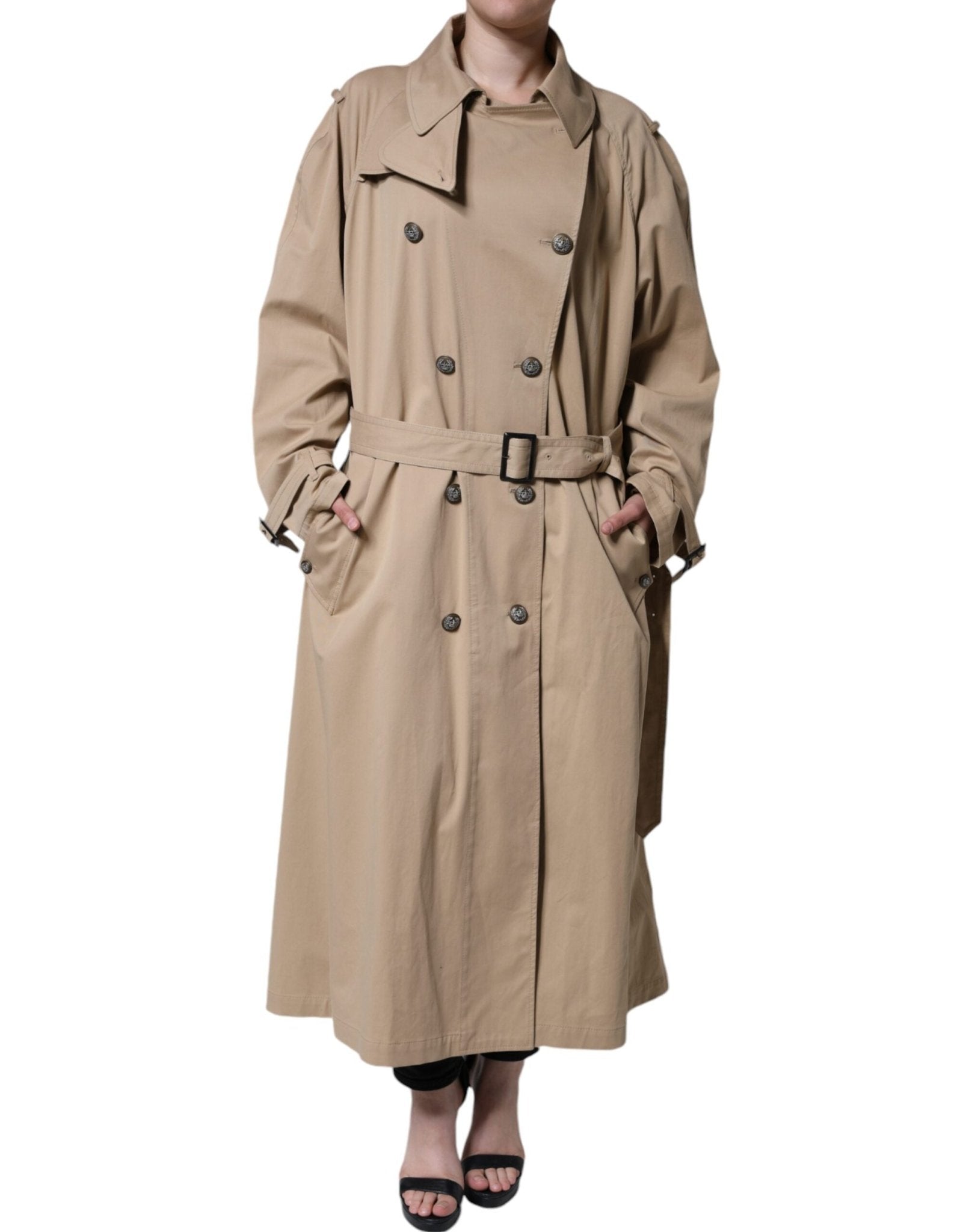 Dolce & Gabbana Khaki Double Breasted Trench Coat Jacket - Sandy Store ByNet